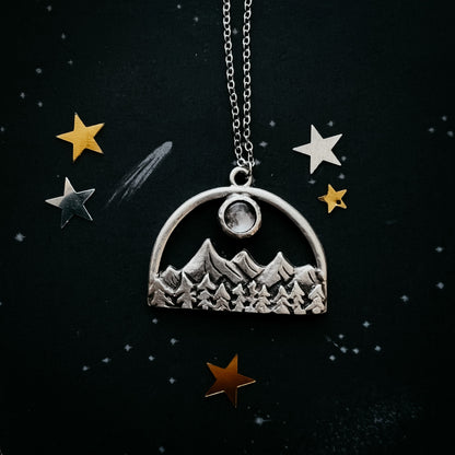 CLEARANCE My Moon Rises Over Landscape - Semicircle Pendant