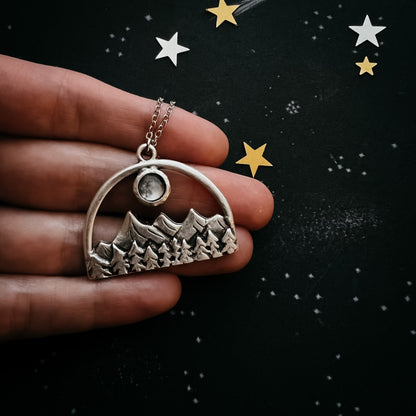 CLEARANCE My Moon Rises Over Landscape - Semicircle Pendant