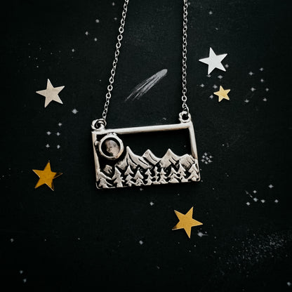 CLEARANCE My Moon Rises Over Landscape - Rectangle Pendant
