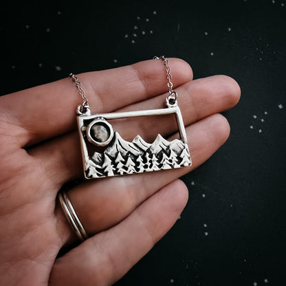 CLEARANCE My Moon Rises Over Landscape - Rectangle Pendant
