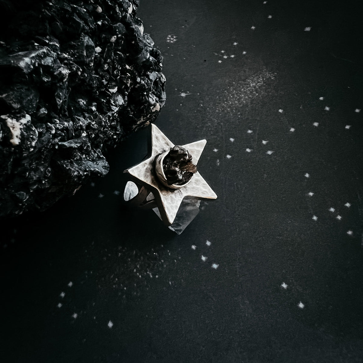 CLEARANCE Star Shaped Ring With Authentic Meteorite
