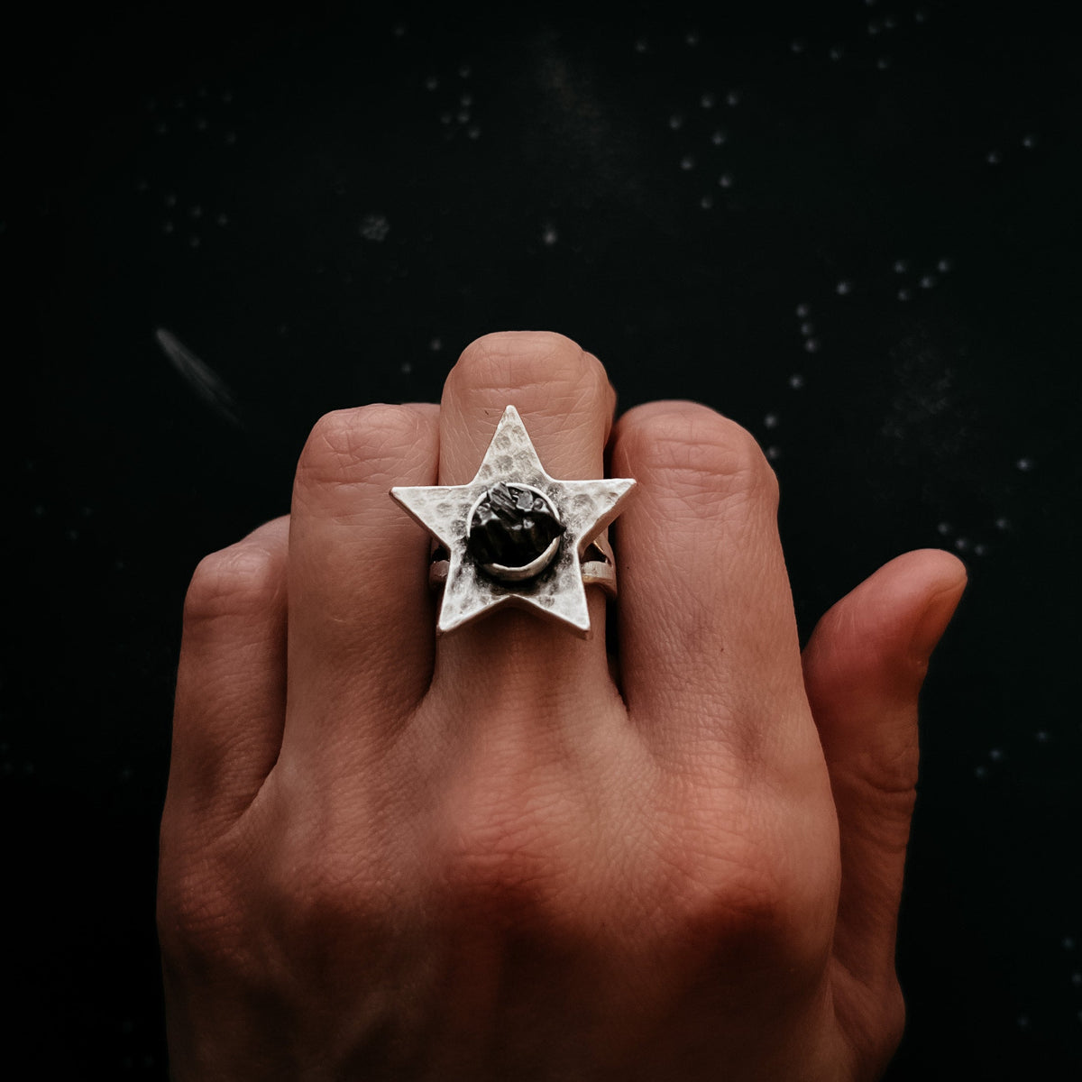 CLEARANCE Star Shaped Ring With Authentic Meteorite