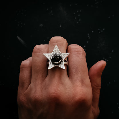 CLEARANCE Star Shaped Ring With Authentic Meteorite