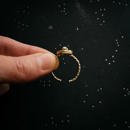 CLEARANCE Little Sun Ring With Rainbow Moonstone