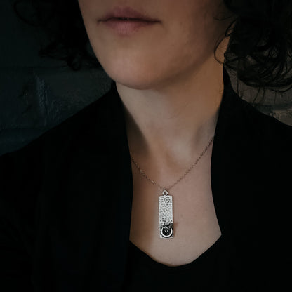 CLEARANCE Rectangle Pendant With Raw Meteorite