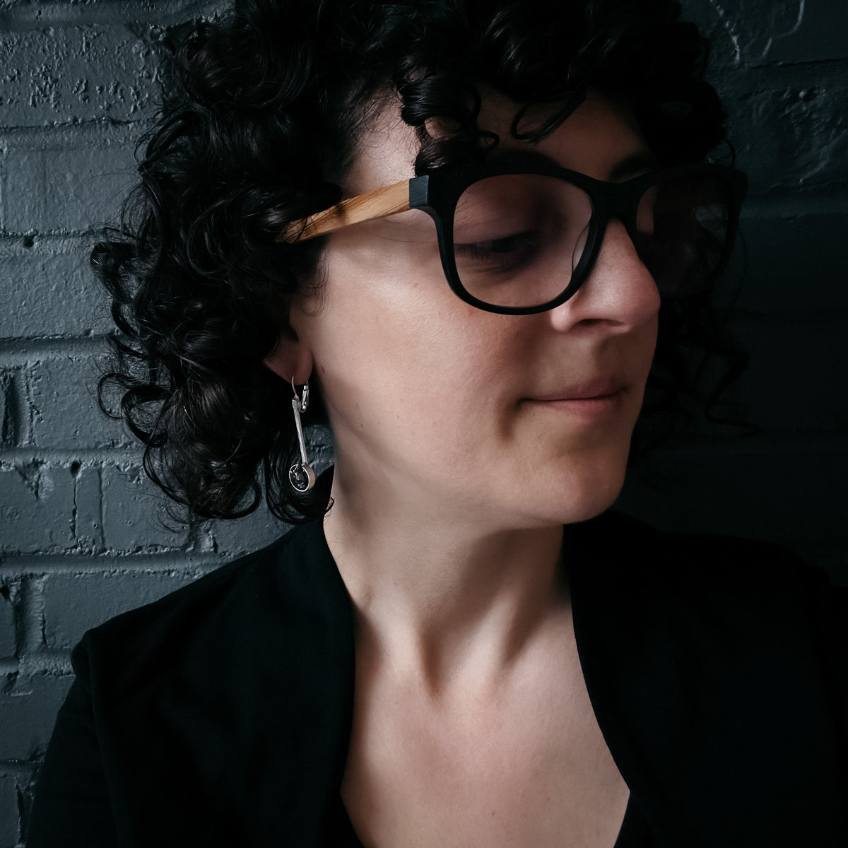 CLEARANCE Simple Round Meteorite Drop Earrings