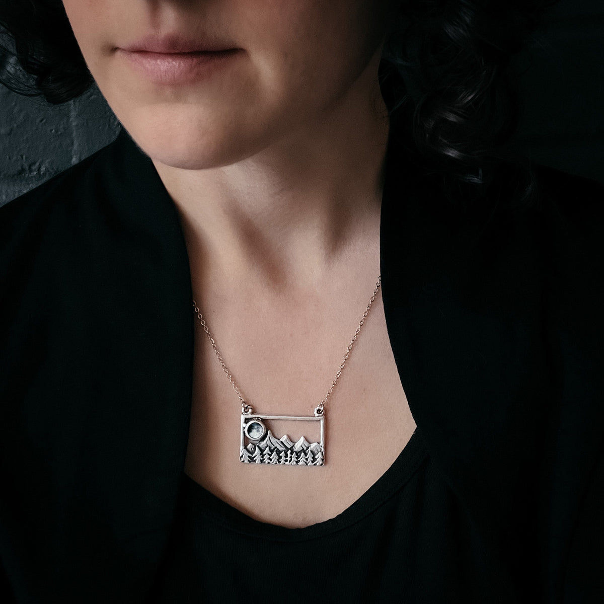 CLEARANCE My Moon Rises Over Landscape - Rectangle Pendant