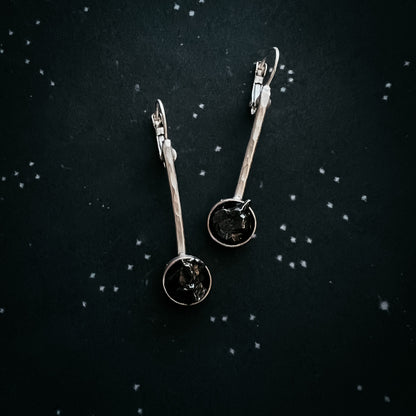 CLEARANCE Simple Round Meteorite Drop Earrings