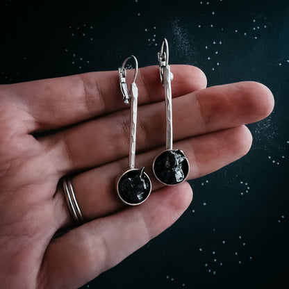 CLEARANCE Simple Round Meteorite Drop Earrings