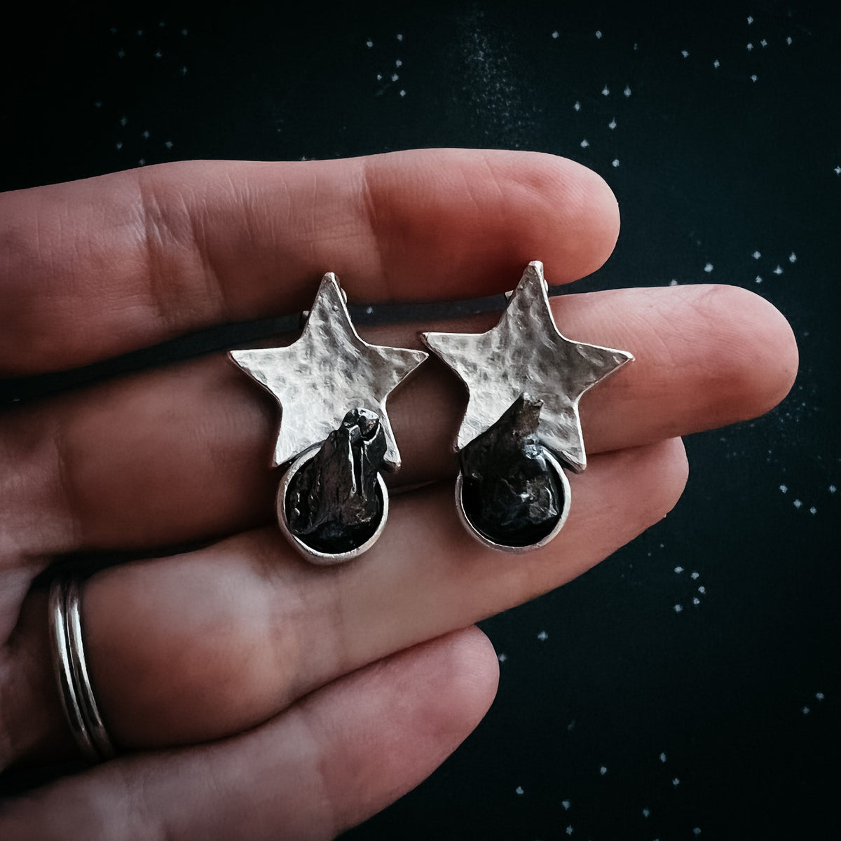 CLEARANCE Star Shaped Meteorite Stud Earrings