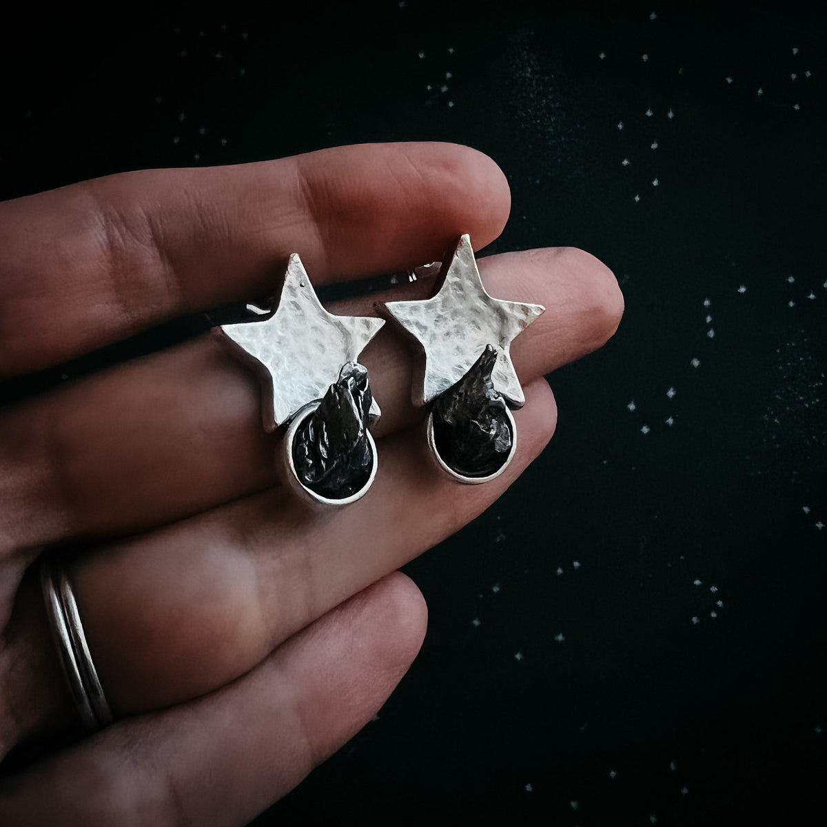 CLEARANCE Star Shaped Meteorite Stud Earrings