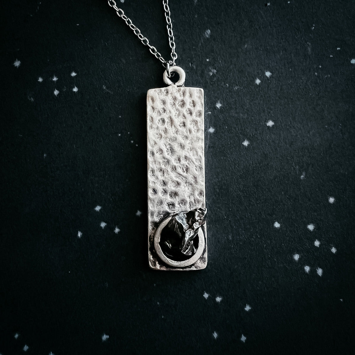 CLEARANCE Rectangle Pendant With Raw Meteorite