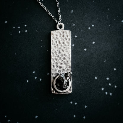 CLEARANCE Rectangle Pendant With Raw Meteorite