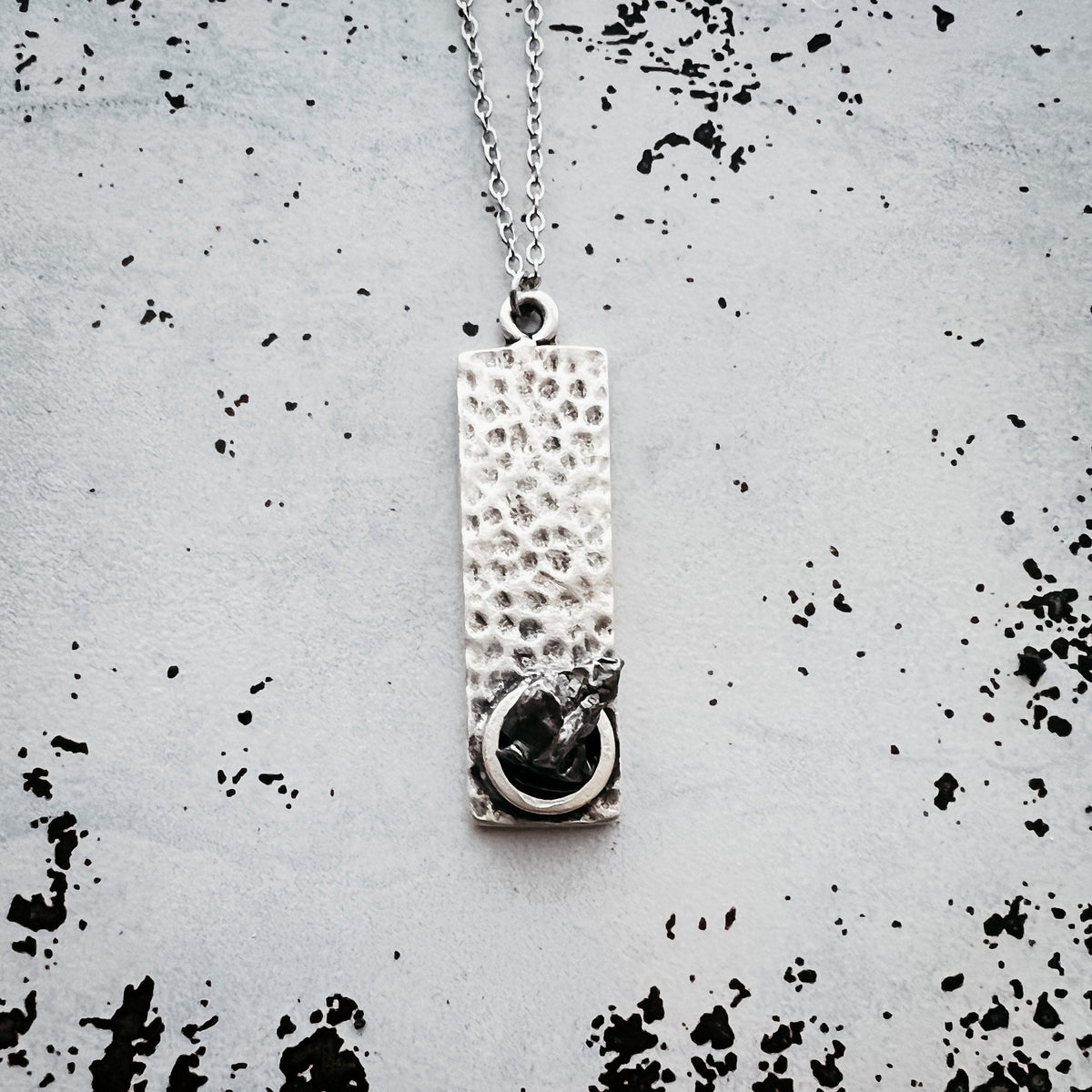 CLEARANCE Rectangle Pendant With Raw Meteorite