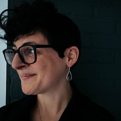 Teardrop Earrings With Raw Meteorite