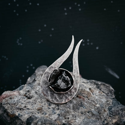 Comet Ring With Authentic Meteorite