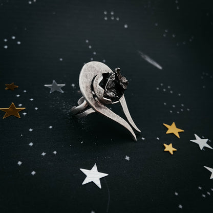 Comet Ring With Authentic Meteorite