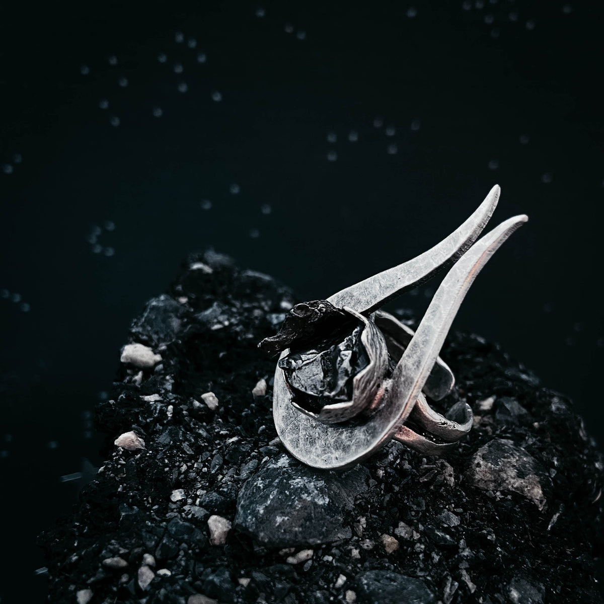 Comet Ring With Authentic Meteorite