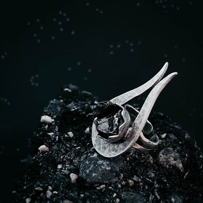 Comet Ring With Authentic Meteorite