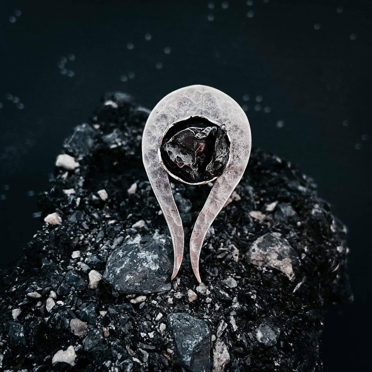 Comet Ring With Authentic Meteorite