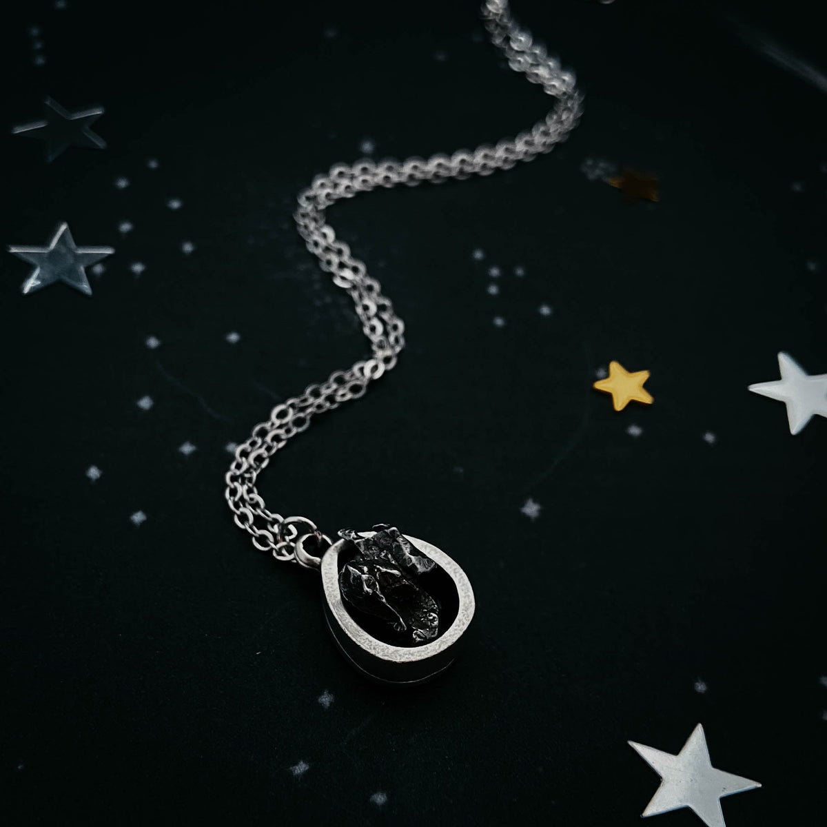 Small Teardrop Meteorite Pendant