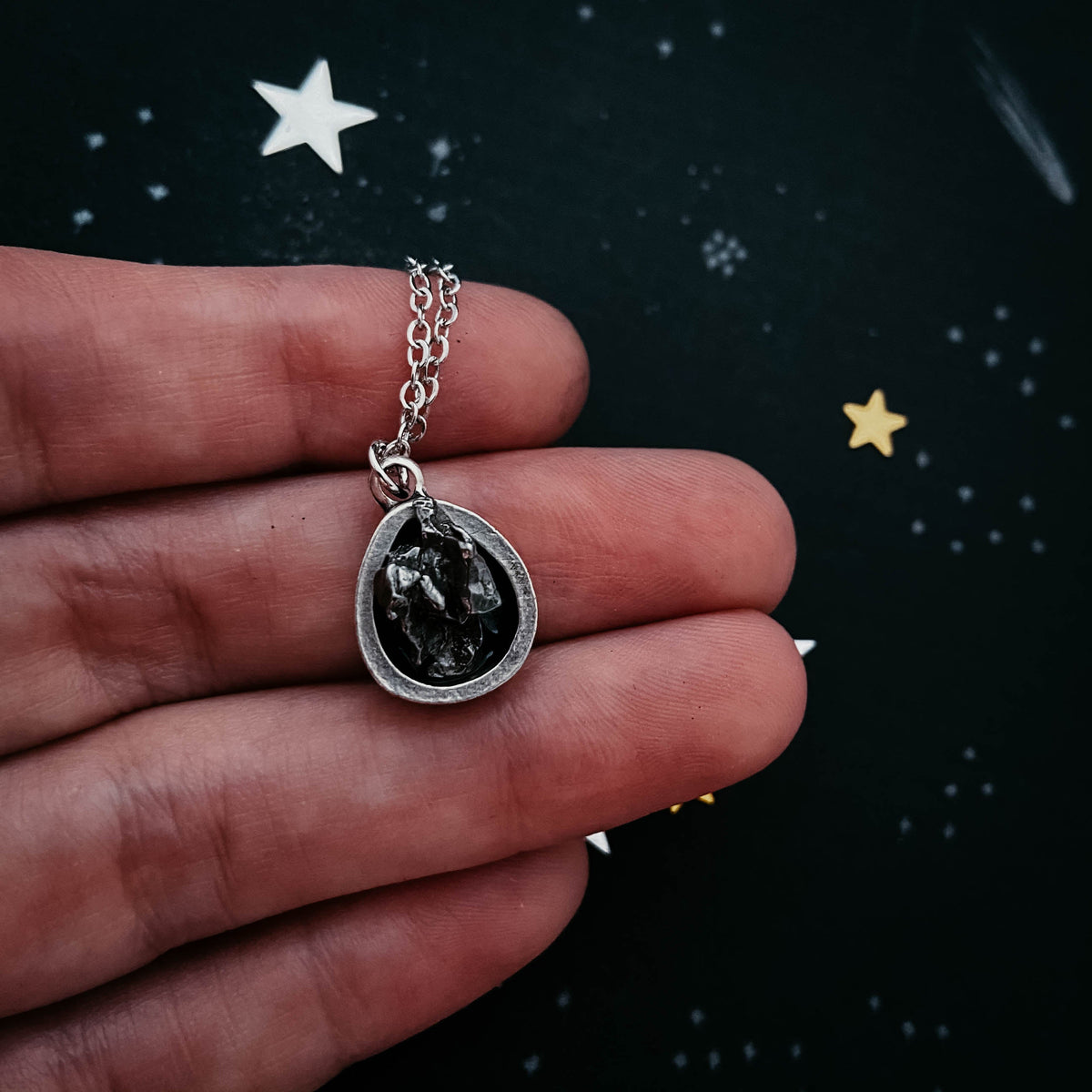 Small Teardrop Meteorite Pendant