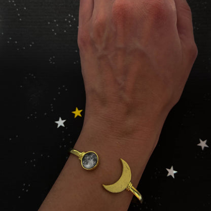 My Moon Cuff Bracelet With Lunar Crescent - Gold or Silver Tone