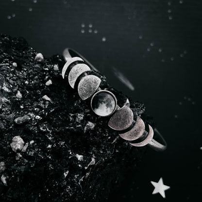 My Moon Cuff Bracelet With Lunar Phases - Gold or Silver Tone