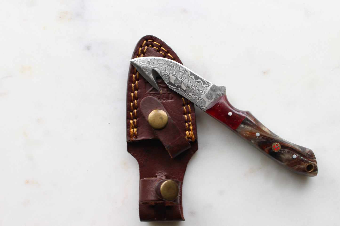 The Ravager – Damascus Gut Hook Hunting Knife - TK-400