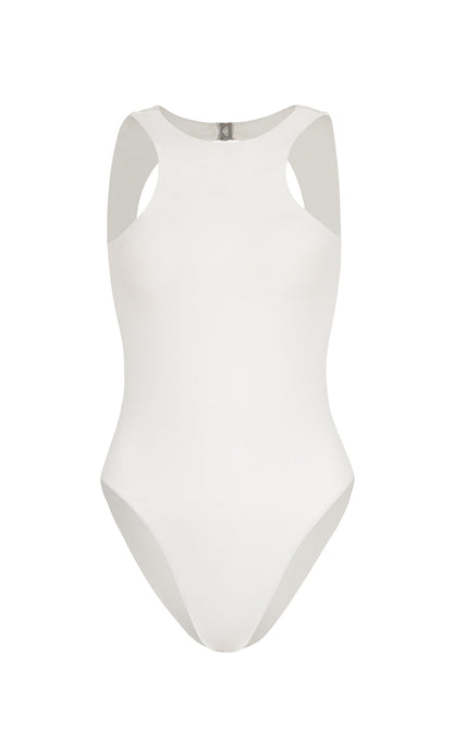 The Jupiter Open-Back Recycled One-Piece Swimsuit in White