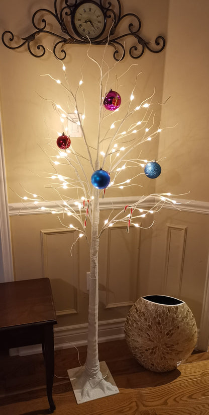 65" Lighted Birch Tree
