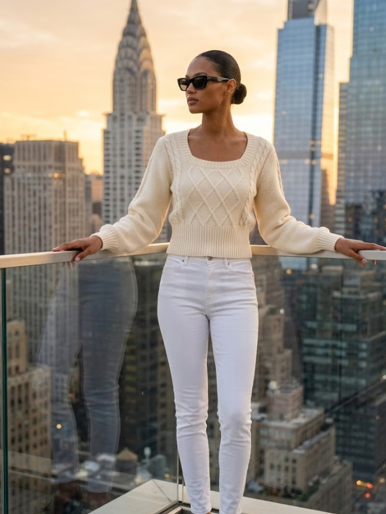 LEXINGTON Women's Square Neck Sweater Prêt-À-Porter BYMANYC ® New York