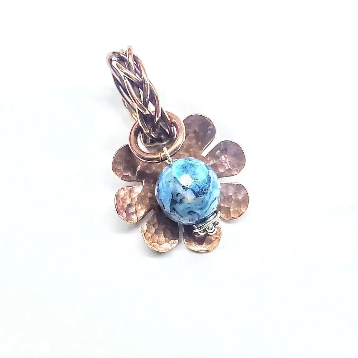 Large Braided Bail Larimar Blue Crazy Lace Bead Pendant With Various Order Options