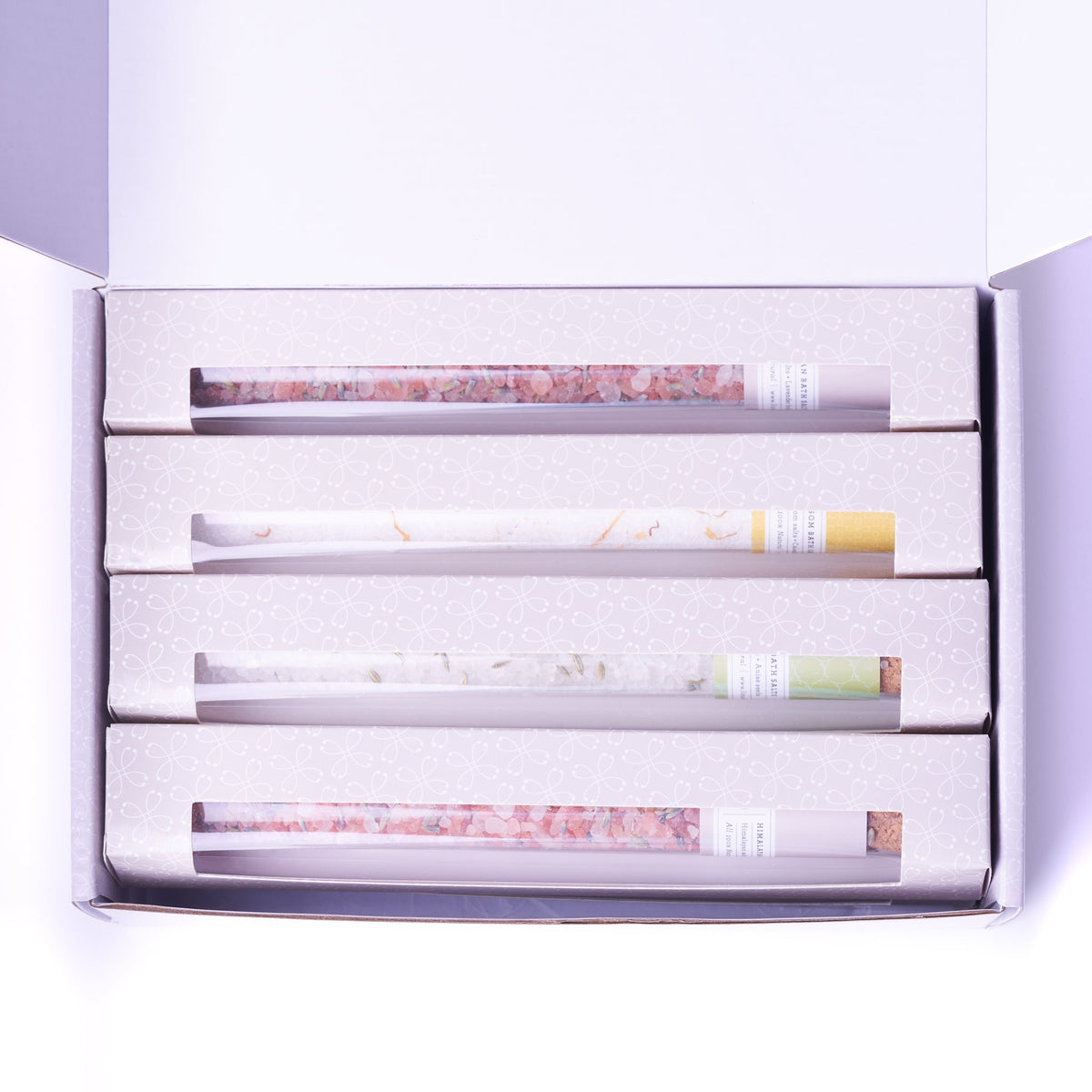 Natural Bath Salts Gift Set – 8 Glass Tubes