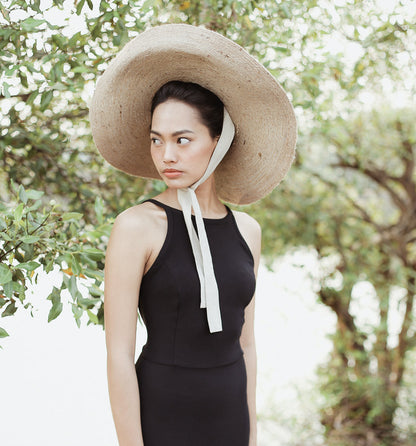 LOLA Wide Brim Jute Straw Hat in Natural Beige