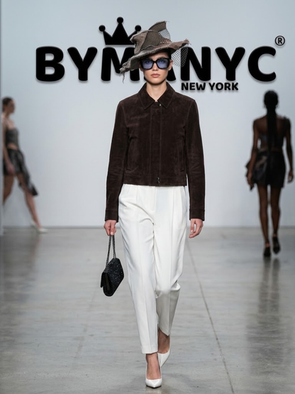 Women's Dark Espresso Cropped Jacket BYMANYC ® New York CONTEMPORARY VIBRANT MODERN FASHION - New Collection