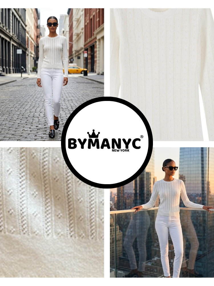 MADISON Women's Pointelle Knit Sweater Prêt-À-Porter BYMANYC ® New York