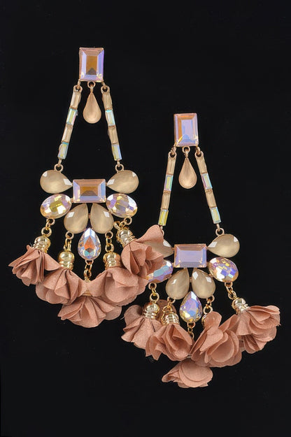 MEATPACKING Blossom Bling Rhinestone Party Drop Earrings: BYMANYC NY