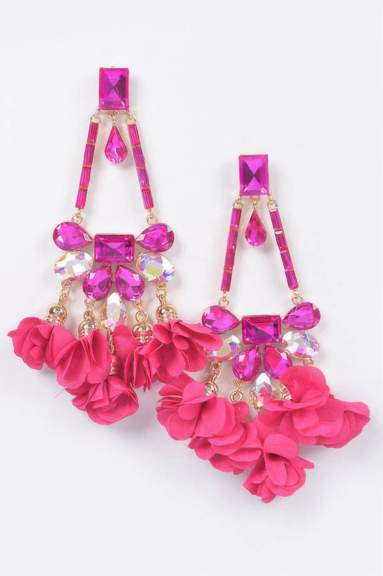 MEATPACKING Blossom Bling Rhinestone Party Drop Earrings: BYMANYC NY