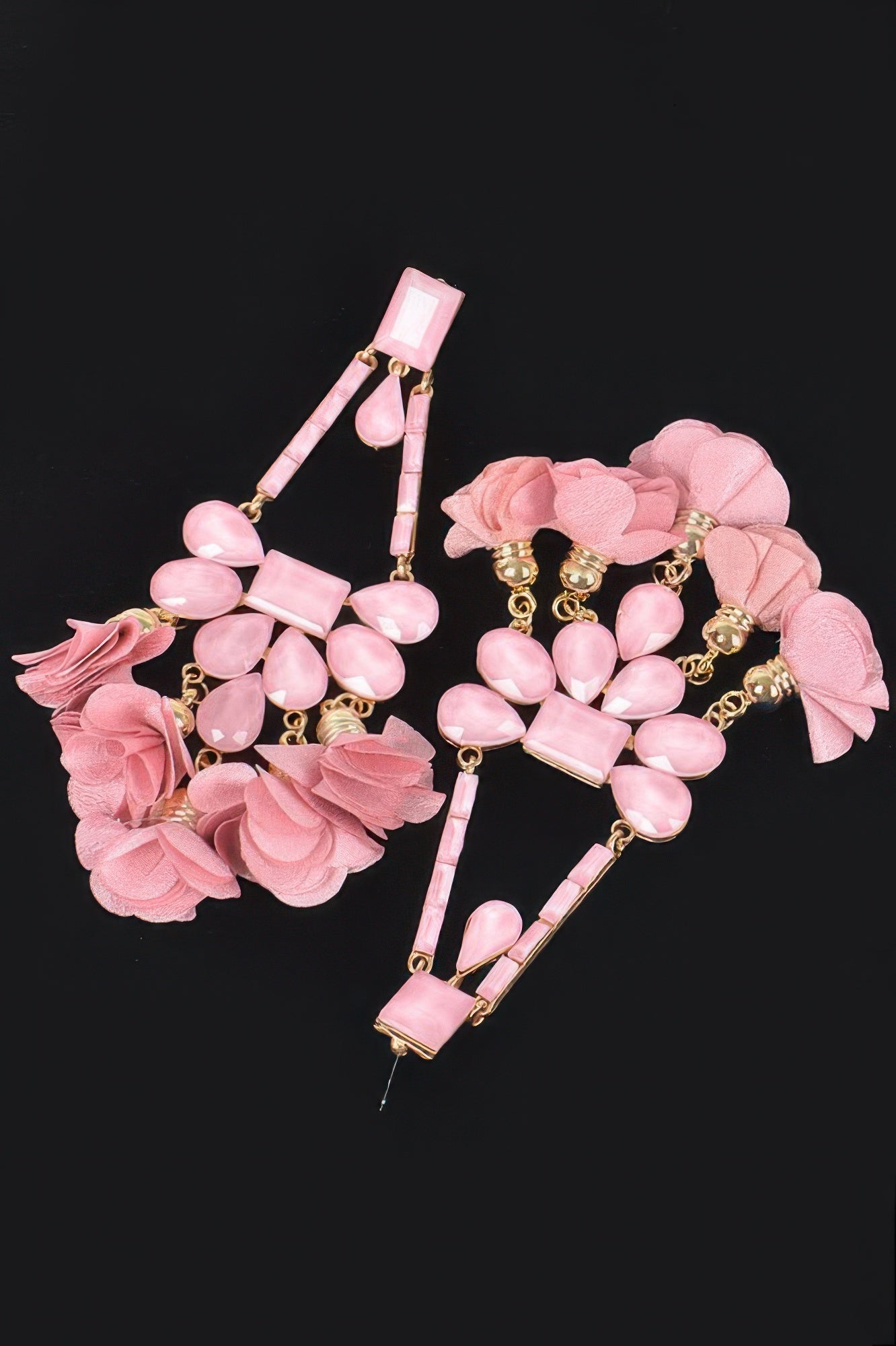 MEATPACKING Blossom Bling Rhinestone Party Drop Earrings: BYMANYC NY