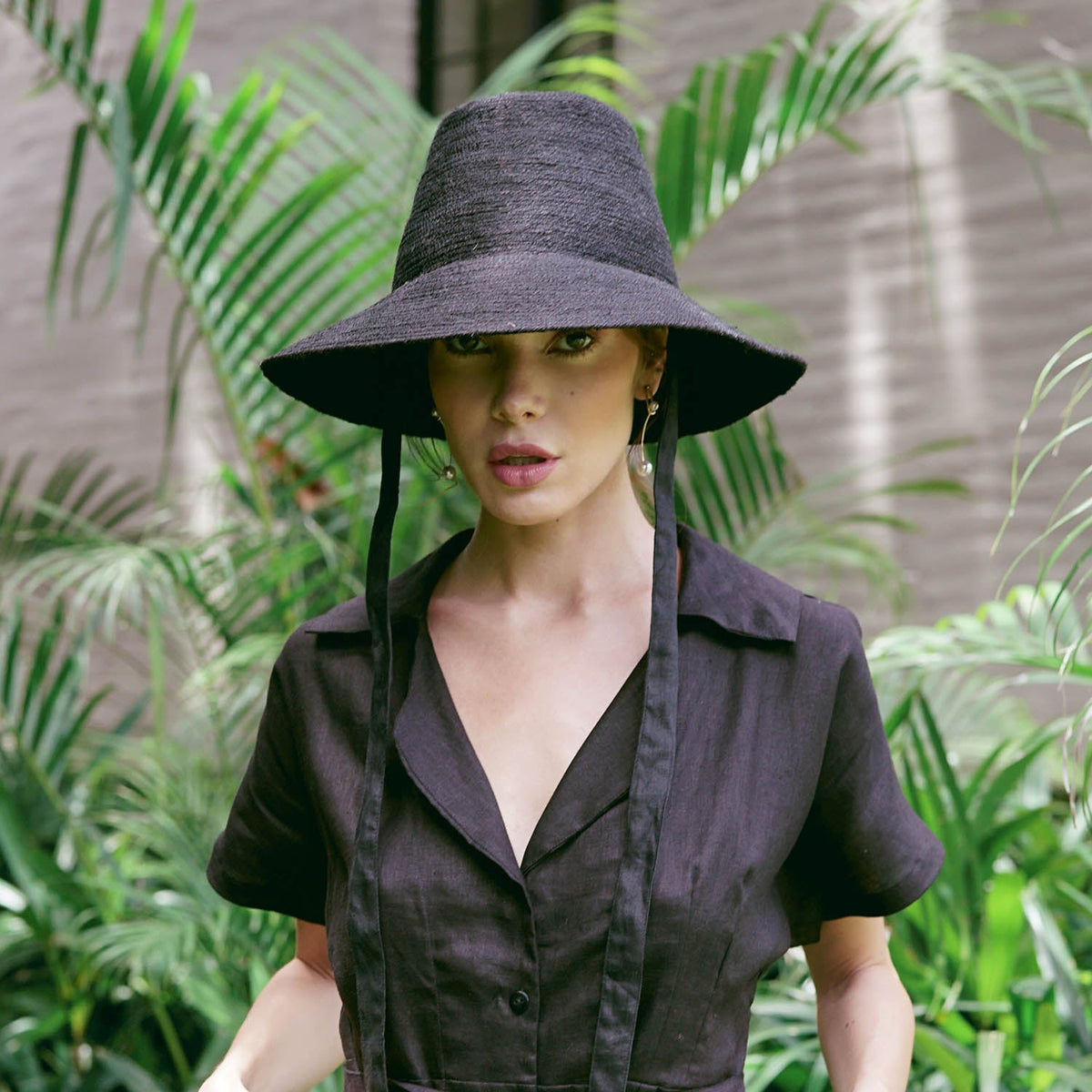 The Meg Jute Straw Hat in Black