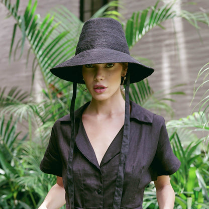 The Meg Jute Straw Hat in Black
