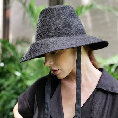 The Meg Jute Straw Hat in Black