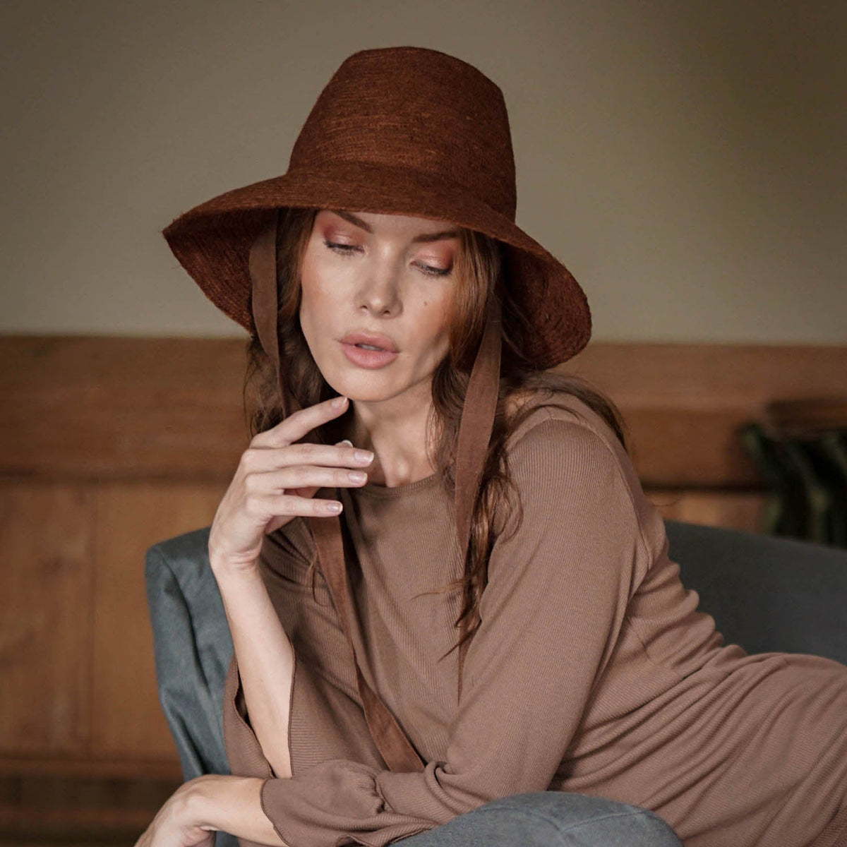 The Meg Jute Straw Hat in Burnt Sienna