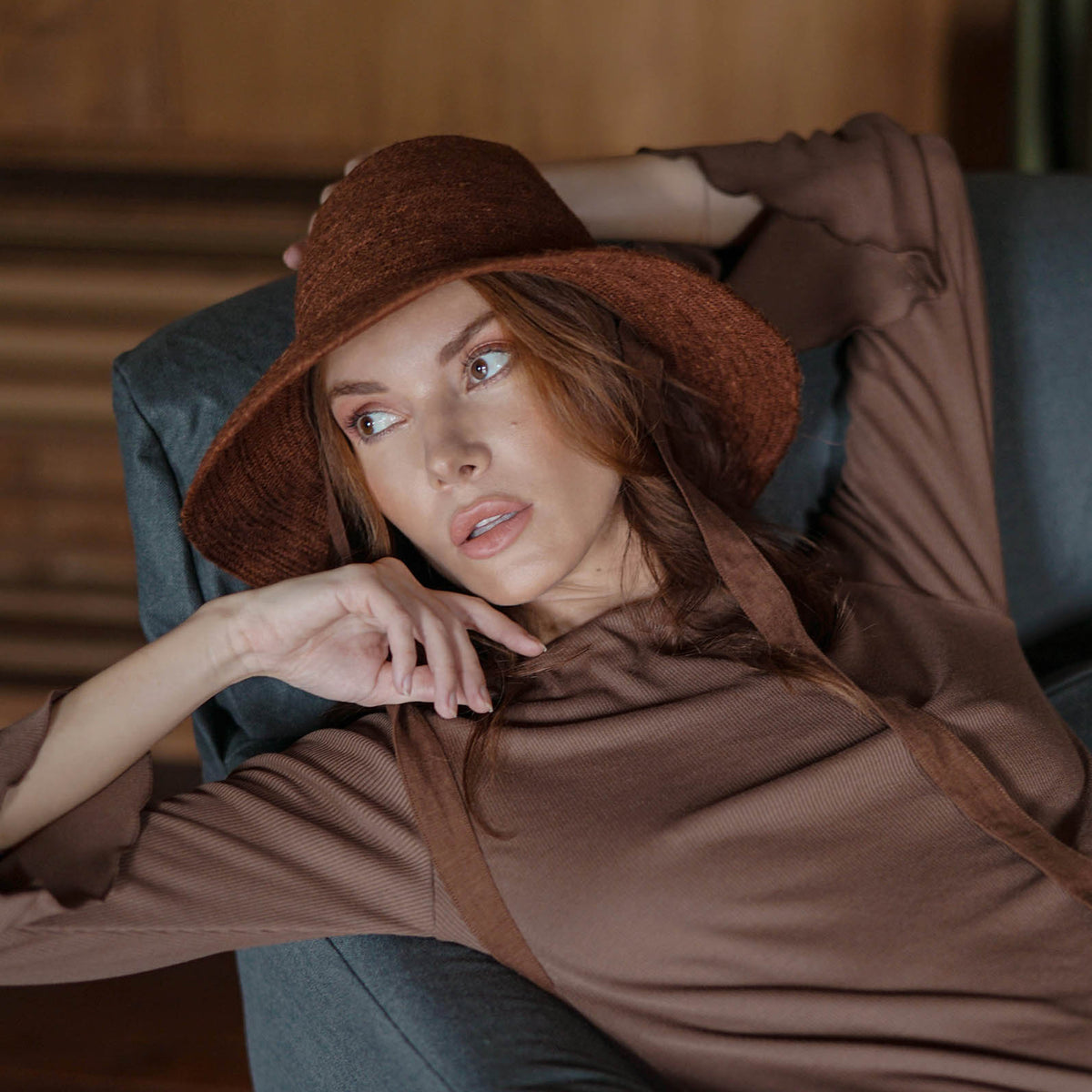 The Meg Jute Straw Hat in Burnt Sienna