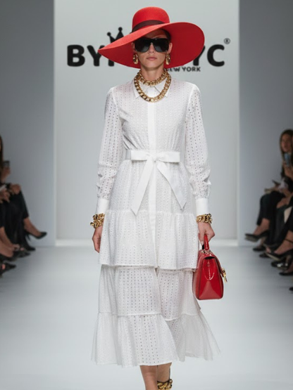 Maxi Dress New Collection BYMANYC ® New York • Eyelet Embroidery & Tiered Ruffles