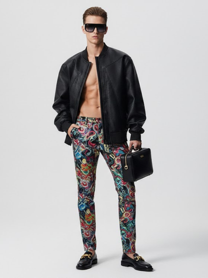 Men's Vegan Leather Bomber Jacket EAST VILLAGE NYFW New Colecction BYMANYC ® New York