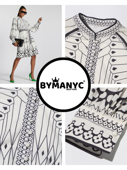 Midi Dress New Collection BYMANYC ® New York • Butterfly Geometric Print