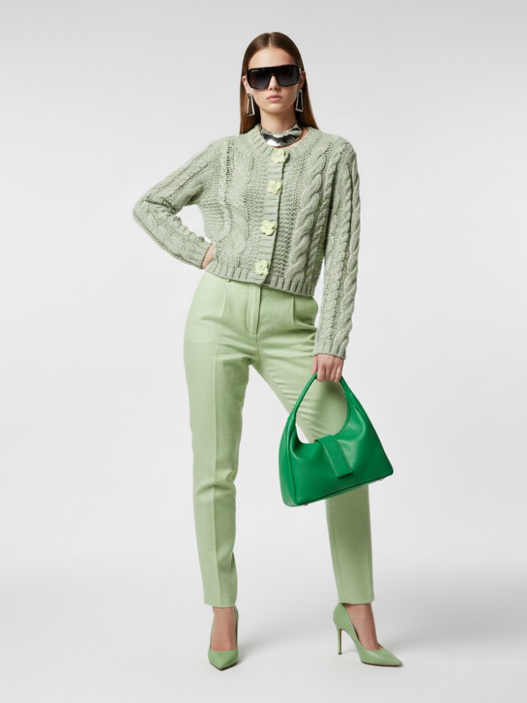 Mint Green Cable Knit Cardigan - TRIBECA: New Colección COUTURE in NOLITA - BYMANYC ® New York
