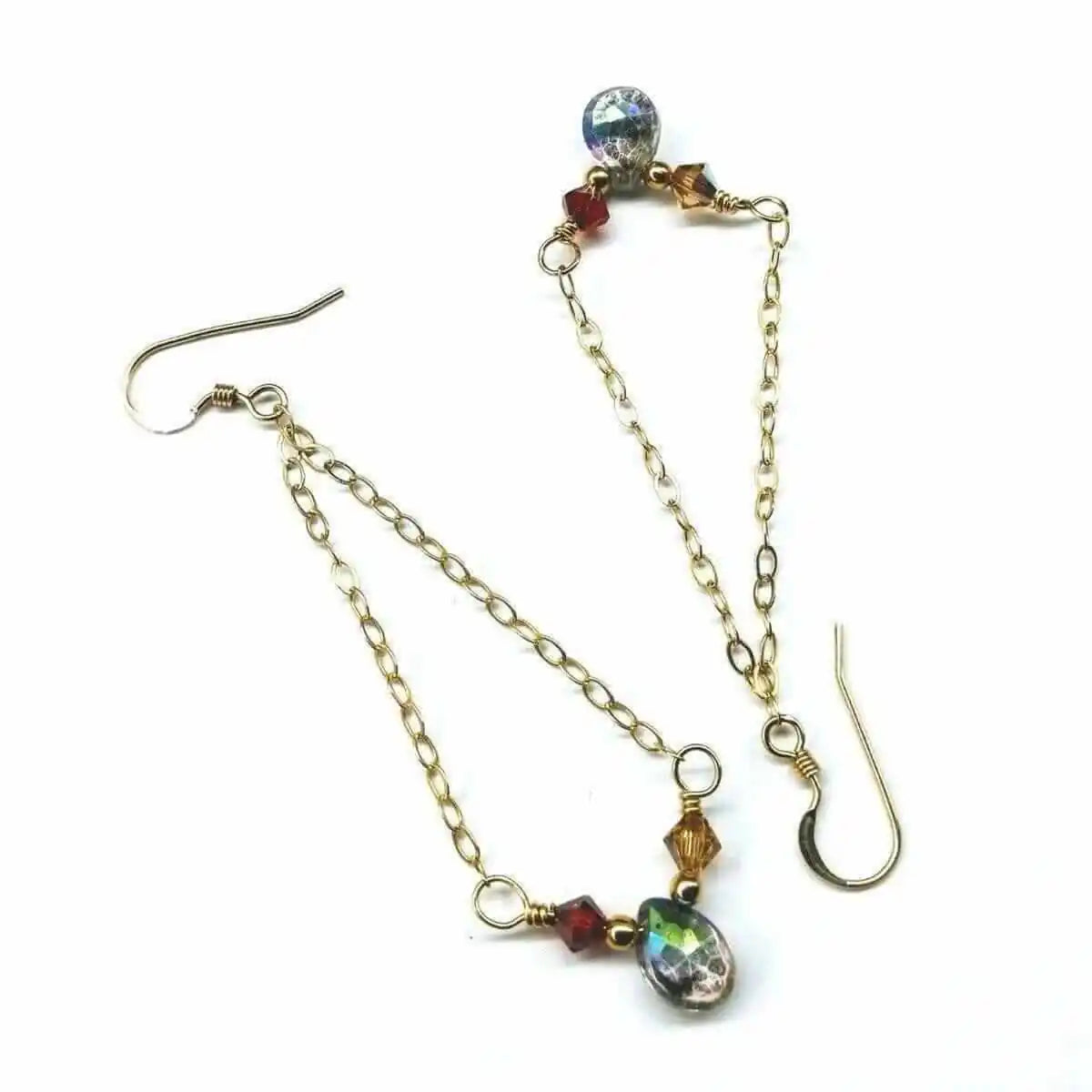 Mystic Rainbow Quartz Gold Filled Drop Earrings